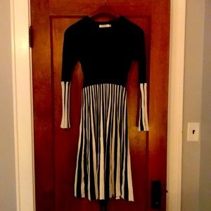 Black & White Stripped Fit and Flare Dress